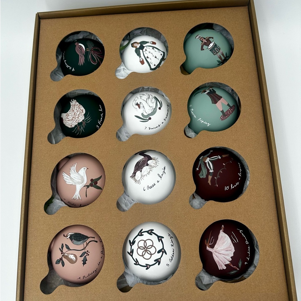 Crate & Barrel 12 Days of Christmas Ornaments Set of 12